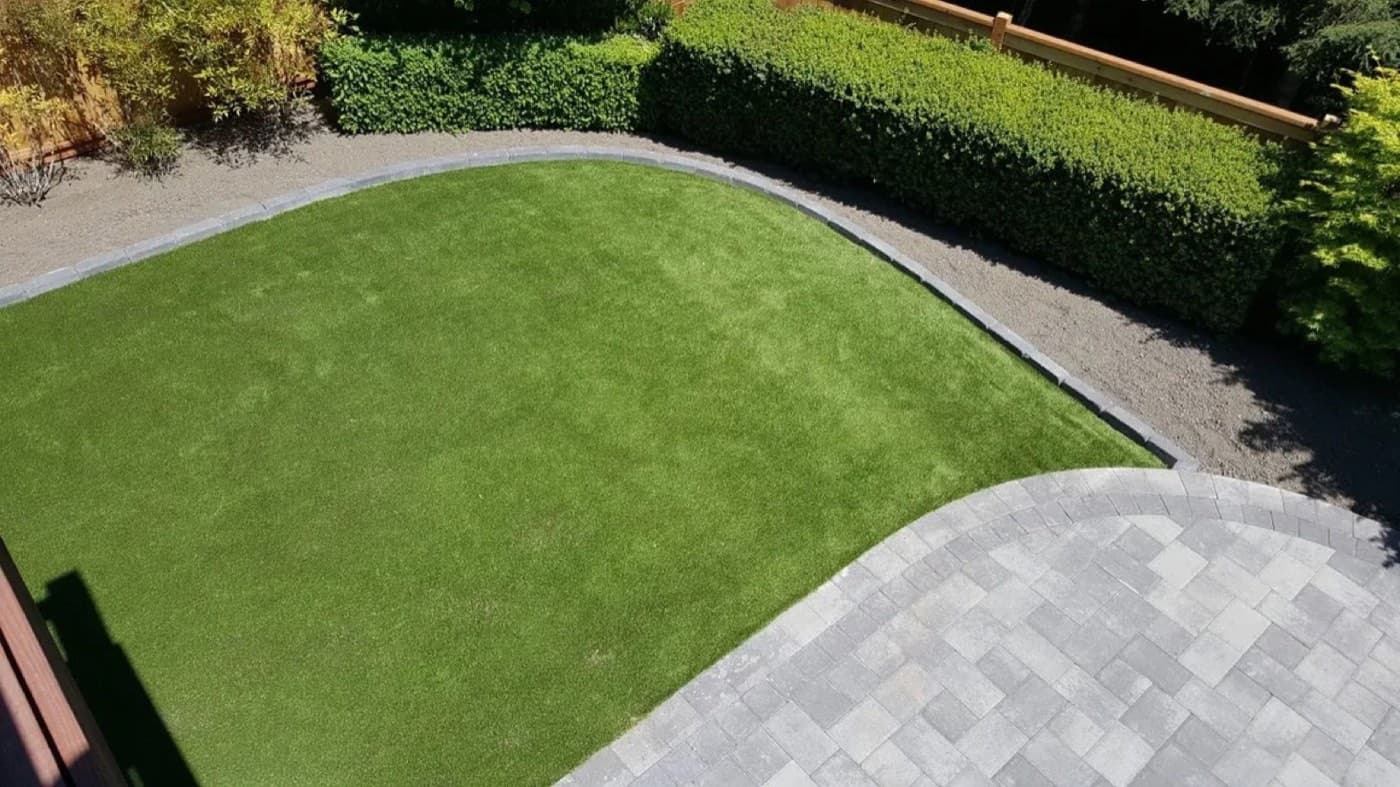 Pooler patio with seating wall
