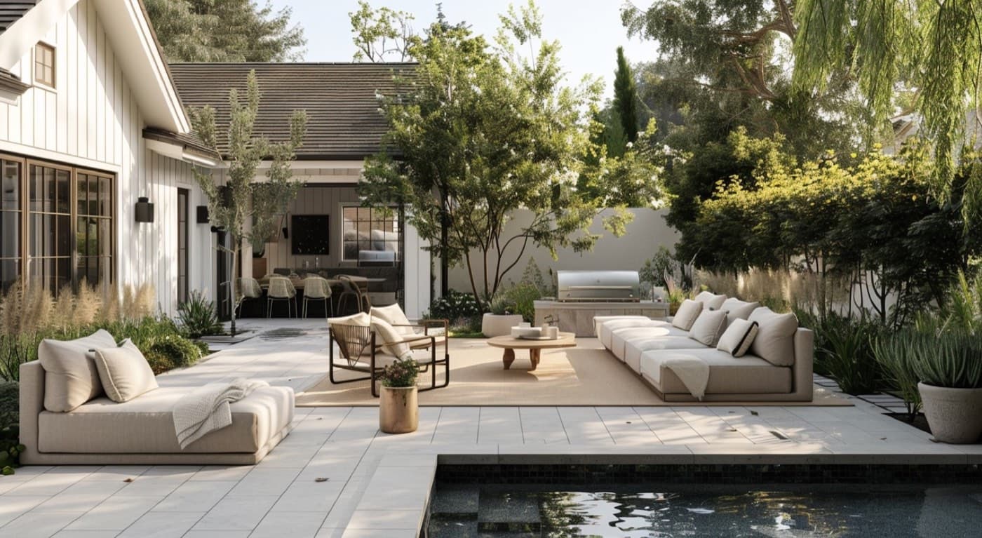 Outdoor patio with lounge furniture