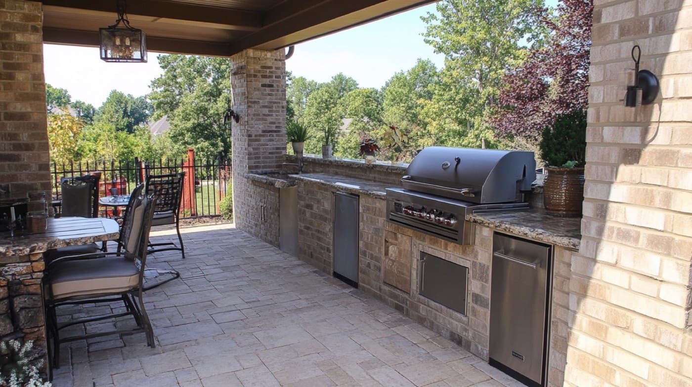 Grill station with bar seating