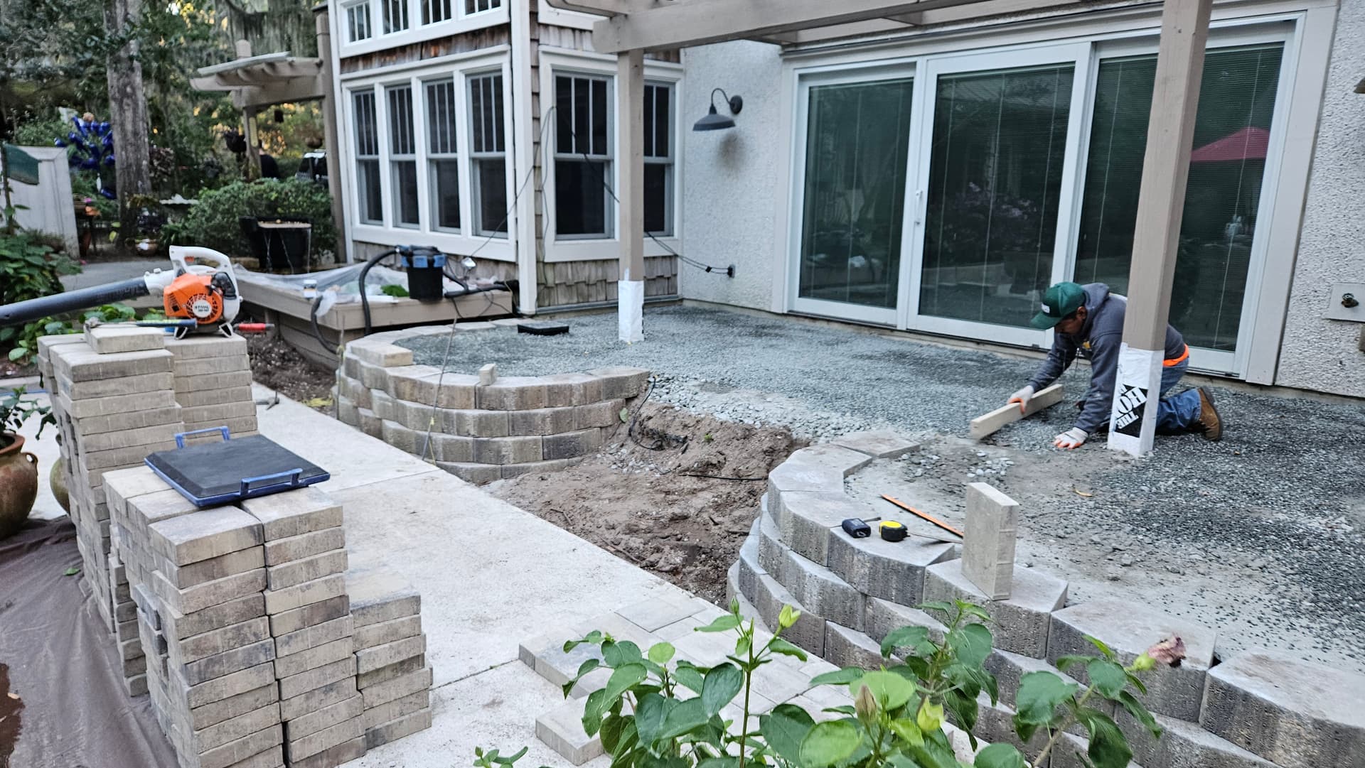 Carolina Paver & Turf team installing patio